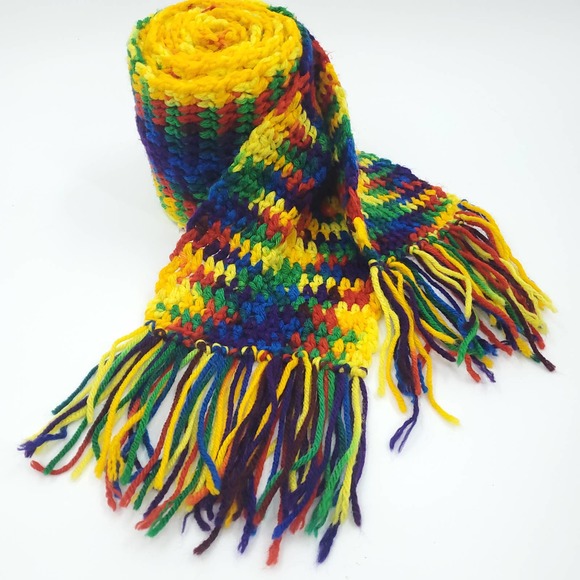 PRIDE Crotched Rainbow Scarf  88" x 5.5" - Picture 3 of 9